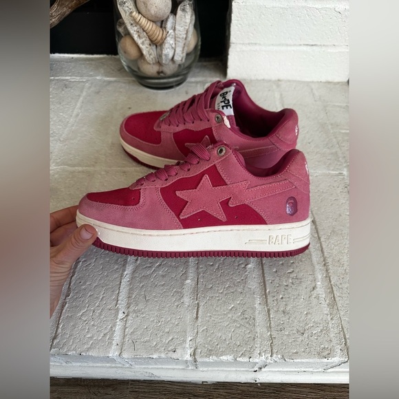 Bape Pink Suede Bapesta Women’s sneakers Size 7 Barbie Rare - Picture 4 of 10